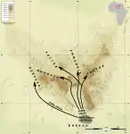 Map showing the migration of the Donza clans to the Tibesti from Borkou