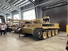 Tiger 712 on display at the US Army Armor & Cavalry Collection, Fort Benning, USA, showing the cutaway sections of the left hull and turret.