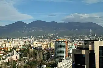 Dajti Mountain seen from central Tirana