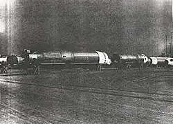 Titan-I ICBM SM vehicles being destroyed at Mira Loma AFS for the SALT-1 Treaty