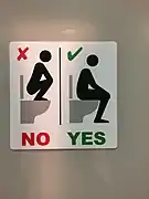 Instructions posted in women's, German public toilet