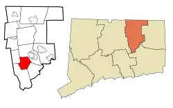 Andover's location within Tolland County and Connecticut