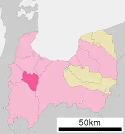 Location of Tonami in Toyama Prefecture