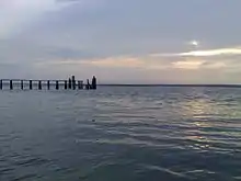 Image of Topsail Island sound side dock at sunset