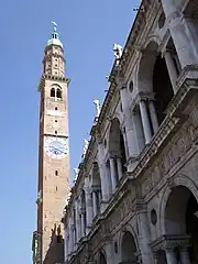 Clocktower (Torre Bissara) and loggia of the Basilica Palladiana