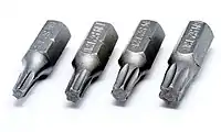 Torx bits T15, T20, T25, and T30