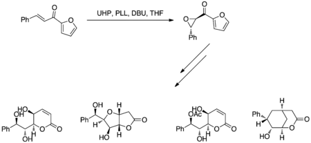 The Juliá–Colonna Epoxidation has been applied to the Total Synthesis of (+)-goniotriol 7, (+)-goniofufurone 8, (+)-8-acetylgoniotriol 9 and gonio-pypyrone.
