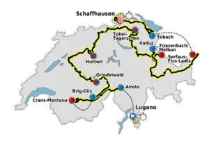 The route of the 2011 Tour de Suisse