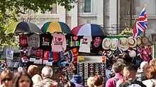 Image 12A tourist stall selling various London and United Kingdom related souvenirs on the edge of Trafalgar Square on the Strand (from Tourism in London)