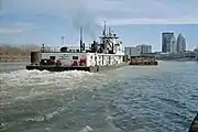 Towboat Hugh C. Blaske upbound in Portland Canal on Ohio River (2 of 2), Louisville, Kentucky, USA, 1999