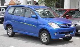 Toyota Avanza .mw-parser-output .hatnote{font-style:italic}.mw-parser-output div.hatnote{padding-left:1.6em;margin-bottom:0.5em}.mw-parser-output .hatnote i{font-style:normal}.mw-parser-output .hatnote+link+.hatnote{margin-top:-0.5em}Main article: Toyota Avanza