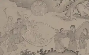 Tran dynasty robes as depicted in a section of a 14th-century scroll.