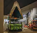 Trabi with a roof tent in the permanent exhibition of the Museum in the Kulturbrauerei