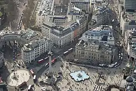Trafalgar Square, a major junction in the city (2011)
