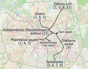 The Minsk tram network in 2018
