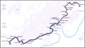 The Besançon tram network in 2014