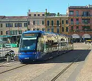 The Translohr on the square without overhead lines