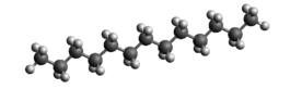 Ball-and-stick model of a normal tridecane molecule