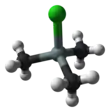 Ball-and-stick model of the trimethylsilyl chloride molecule