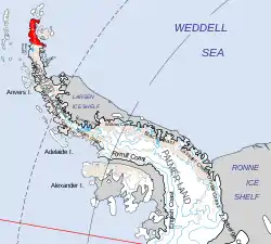 Map of Trinity Peninsula, Antarctica
