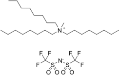 Skeletal formula of trioctylmethylammonium bis(trifluoromethylsulfonyl)imide