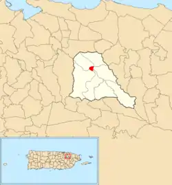 Location of Trujillo Alto barrio-pueblo within the municipality of Trujillo Alto shown in red