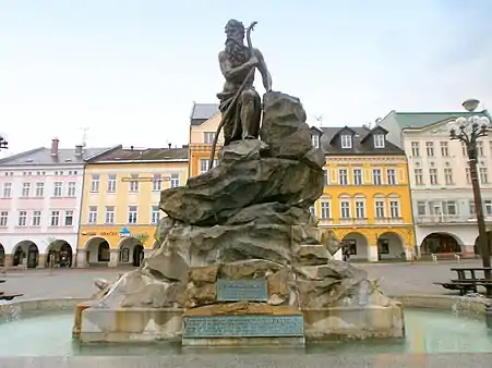 The Krakonoš Fountain in Trutnov, Czech Republic. The 3-meter sculpture was completed in 2013.