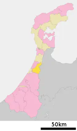 Location of Tsubata in Ishikawa Prefecture