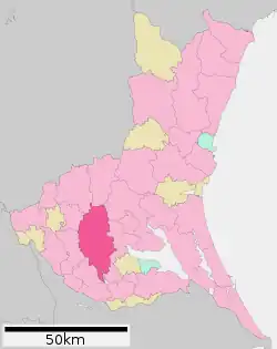Location of Tsukuba in Ibaraki Prefecture
