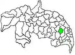 Mandal map of Guntur district showing Tsundur mandal (in green)