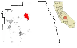 Location in Tulare County and the state of California