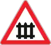 Railroad crossing with barrier