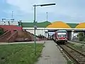 Bürstadt interchange station: Nibelung Railway below, Mannheim–Frankfurt railway above