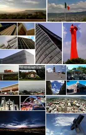 Panoramic view, Asta Monumental, Polyforum Chiapas, Torre Chiapas, UNICACH Complex Building, Antorcha de la Solidaridad, Downtown Tuxlta Gutiérrez, Tuxtla Gutiérrez International Airport, Panoramic view and Cristo de Copoya.