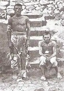 Two Italian soldiers captured and held captive after the Battle of Adwa.