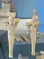 Two female figurines with bitumen headdresses, ceramic. Ur, Ubaid 4 period, 4500–4000 BC