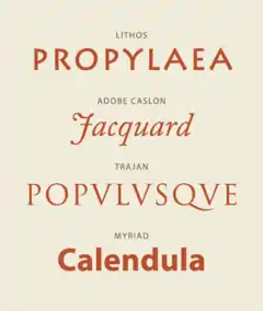 Specimens of typefaces by Carol Twombly