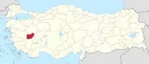 Location of Uşak Province in Turkey