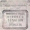 Passport stamp with 6 months' leave to enter issued at Gatwick Airport (North Terminal) to a non-visa national.