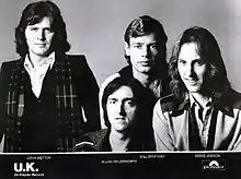 U.K., 1978.  L-R: John Wetton, Allan Holdsworth, Bill Bruford, and Eddie Jobson.