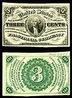 Three-cent third-issue fractional note