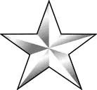 One white metal stars in a horizontal row