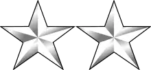 Two white metal stars in a horizontal row