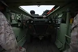 USMC EFSS Prime Mover transported internally by an Amphibious Assault Vehicle