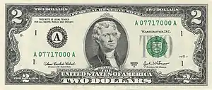 Jefferson on the $2 bill