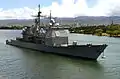 USS Lake Champlain leaving Pearl Harbor