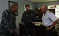 The former Commander of The Barbados Coast Guard, the late lieutenant Commander Sean Reece, meets two US Chiefs of Staff during a visit to the island
