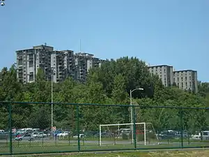 The brutalist architecture of McMahon Hall (left, 1965) and Haggett Hall (right, 1963, designed by Paul Hayden Kirk), University of Washington dormitories