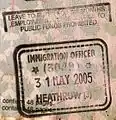Passport stamp with 6 months' leave to enter issued at Heathrow Airport (Terminal 3) to a non-visa national.