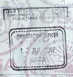 British entry stamp issued by the UK Border Force at Gare du Nord.